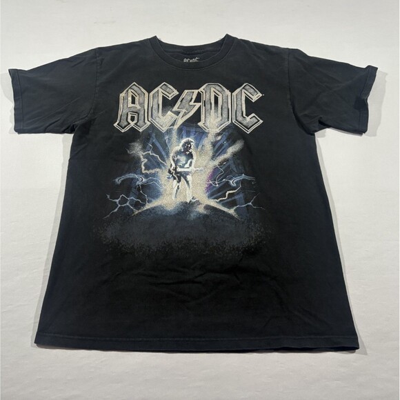 ACDC Ballbreaker Glitter Unisex Faded Black Band Tee Crew T-shirt Rock Sz M - Picture 1 of 8